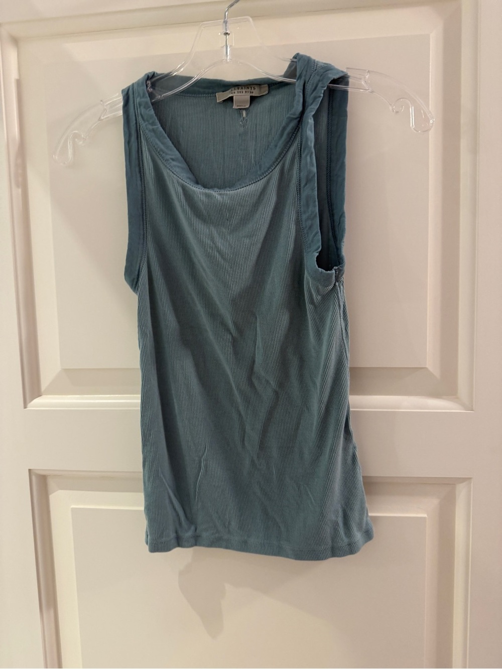 All Saints Ribbed Tank in Teal Blue